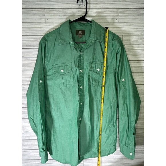 Timberland Shirt Men's Sm Bright Green Solid Button Up Long Sleeve Casual - Picture 7 of 8